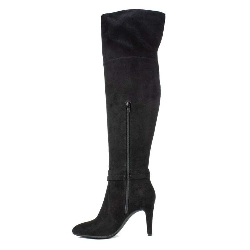Rialto Clea Black Faux Suede Over-The-Knee Boot 4 Inch Heel Special Occasion 9